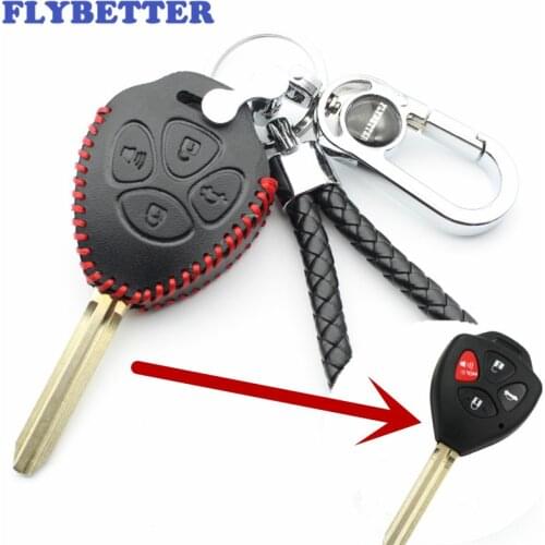FLYBETTER Genuine Leather 4Button Key Case Cover For Toyota Camry/Avalon/Corolla/Matrix/RAV4/Venza/Yaris Car Styling (B) L2037