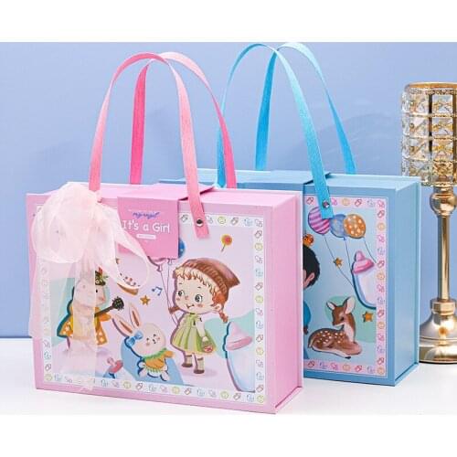 Children cartoon bear gift box cute boy girl 10 years old birthday gift box student packing box Treat children birthday packagin