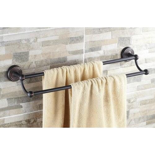 Black Oil Rubbed Brass Wall Mounted Bathroom Double Towel Bar Holders Cba117
