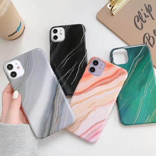 Smooth Marble Texture Phone Case For iPhone 11 Pro Max XR X XS Max 6 6s 7 8 Plus SE 2020 Cases Hard PC Full Body Back Cover Capa