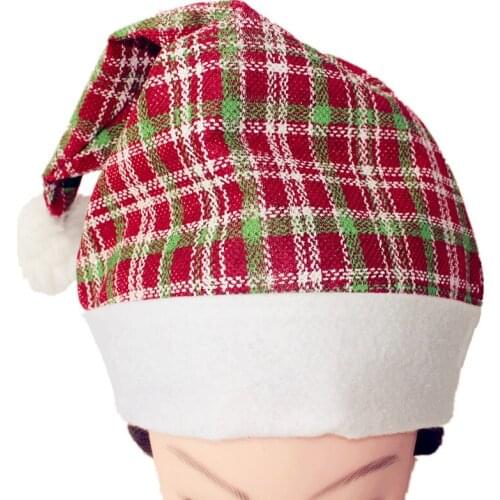 1pc Christmas Santa Claus Hats lattice Caps For Adult And Children XMAS New Years Gifts Home Party Supplies