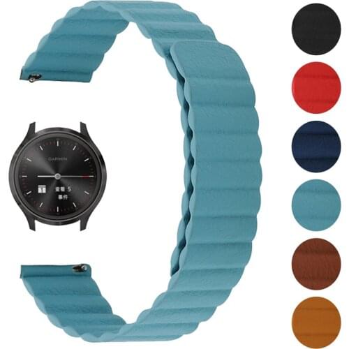 Leather Band for Garmin Vivoactive 4 3 Watch Magnetic Buckle Strap for Vivomove HR Garmin Move/Active Watch Watchband 20mm 22mm