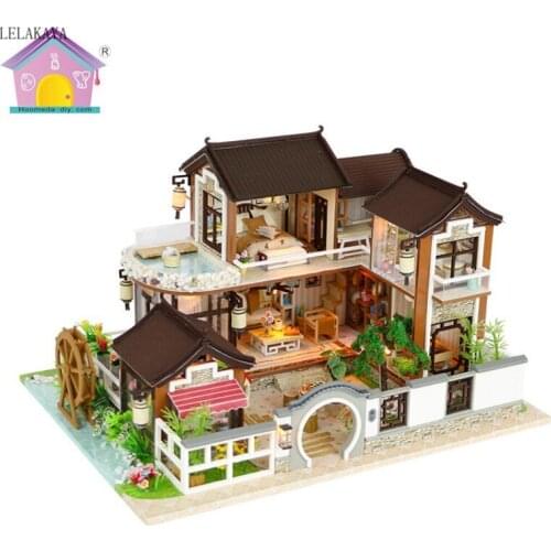 Creative DIY Mini Doll House Assembling Wooden Handmade Craft Toy for Children LED Light Furniture Miniature Model Building Kits