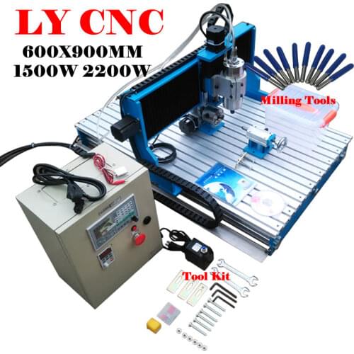 LY CNC 6090L Linear Guide Rail Machine 2200W 4 Axis Metal Wood Engraver Offline DSP Control Box Aluminum Cutter Milling Machine