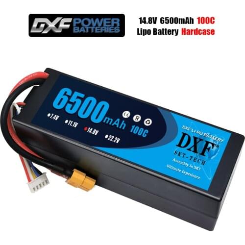 DXF 2PCS Lipo Battery 4S 14.8V 6500MAH 100C MAX 200C HardCase T/XT60 For Rc Helicopter Car Boat drone truck quadcopter Traxx
