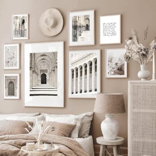 Morocco Door Flower Stone pillar Quotes Nordic Posters And Prints Wall Art Canvas Painting Wall Pictures For Living Room Decor