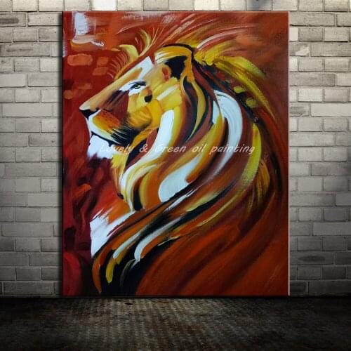 100% Hand Painted Lion Animal Oil Painting On Canvas Modern Abstract Wall Art Picture For Living Room Home Decoration No Frame
