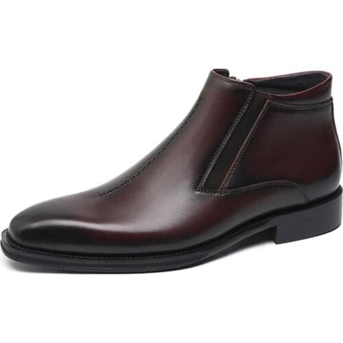 Fashion Black / Tan Ankle Boots Male Winter Shoes Genuine Leather Boots Mens Dress Boots