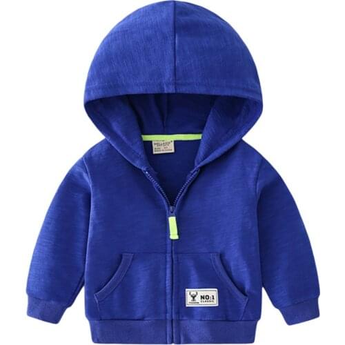 Bobora Boys And Girls Fashion Versatile Hooded Cardigan Zipper Long Sleeve Jacket