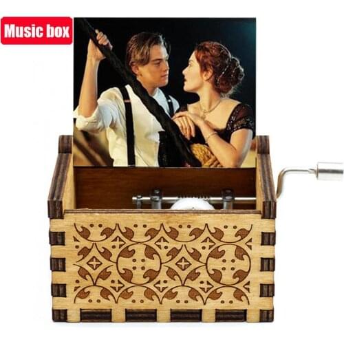 New My Heart Will Go on Music Box La Vie En Rose Jurassic Park Wooden Hand Crank Music Mothers Day Gift Birthday Gift