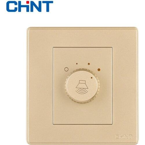 CHINT Wall Switches Tuning Switch NEW2D Light Champagne Gold Wall Switch Socket For Home Improvement Hotel