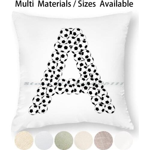 Letter A Soccer Balls Pillow Case Throw Pillow Cover Cotton Linen Flax Football Letter Graphics Pattern Fans Sports Team First