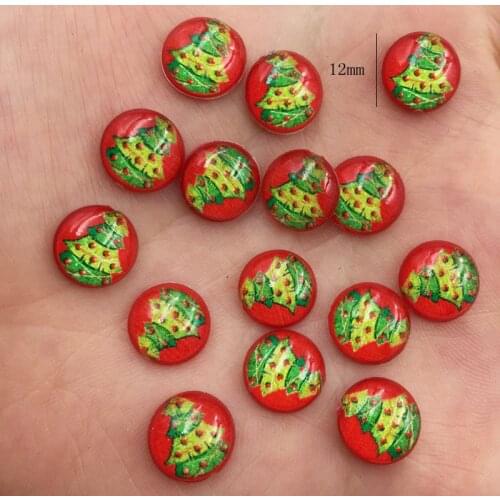 New 100pcs Red Resin 10mm Colorful Christmas Tree Round Flat Back Rhinestone Appliques DIY Wedding Scrapbook Craft Buttons F840