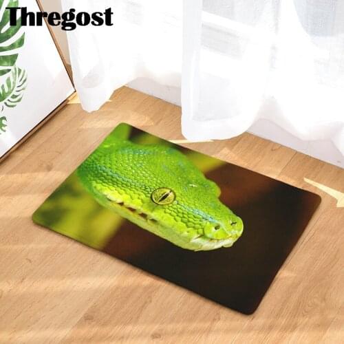 New Green Snake Printed Floor Mats Microfiber Home Decor Flannel Kitchen Rugs Washable 3D Carpet Indoor Outdoor Rug