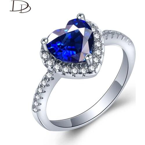 DODO Charming Deep Blue Heart Shaped AAA Zirconia Rings For Women High Quality Wedding Bands Fine Jewelry Drop Shipping Dm095