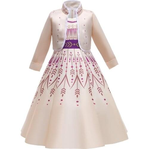 Frozen Dress + Jacket Anna Elsa Child Gilr Original Anime Cosplay Costume Height 100-150cm Christmas Child Birthday Gift