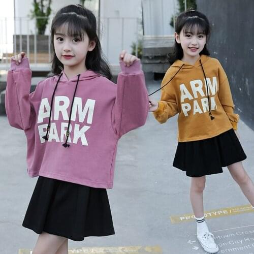 Girls' Autumn Suit 2018 New Korean Sports Leisure Suit Girls' Skirt Pants Cotton and Western Style Girls Sets