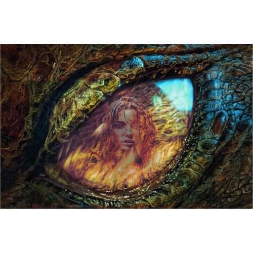 Full Square Round Drill 5D Diy Diamond Painting Dragon Eye Embroidery fantasy woman Cross Stitch Wedding DecorationZP-1848