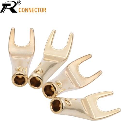 10PCS Gold-plated Copper Banana Plugs U/Y Type High quality Banana Connector Speaker Wire Connector With double Screw locks