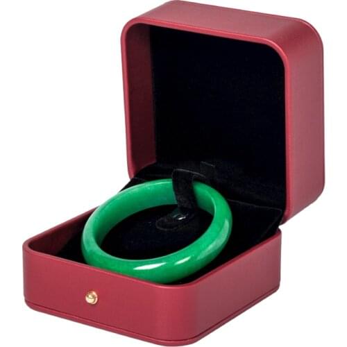 Retro Red Pu Leather Flat Jewelry Ring Necklace Bracelet Packaging Box 5-piece Set Series Optional Built-in Suede Card Slot