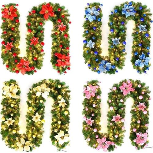 Christmas Decoration Rattan 2.7m Artificial Flower Green Vine Garland New Year Dinner Party Table Decors