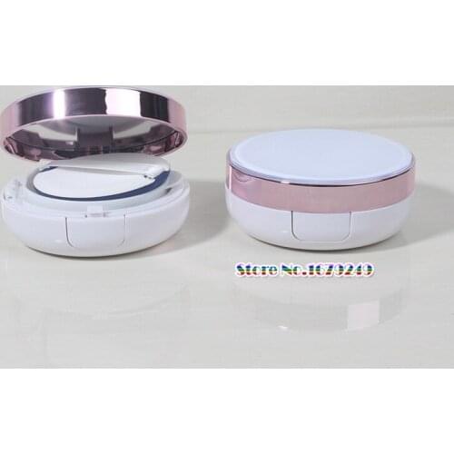 Pink edge Empty Cosmetic BB/CC Cream Case Container Powder Puff Air Cushion Box with Sifter Mirror Honeycomb sponge 100pcs/lot