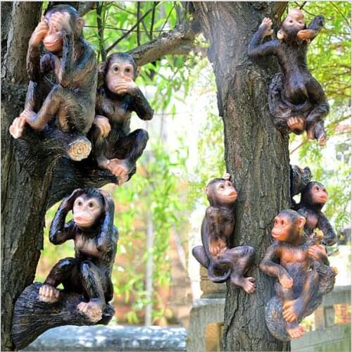 Outdoor Gardening Simulation Animal Ornaments Resin Monkey Figurines Garden Landscape Sculpture Decoration Courtyard Furnishing
