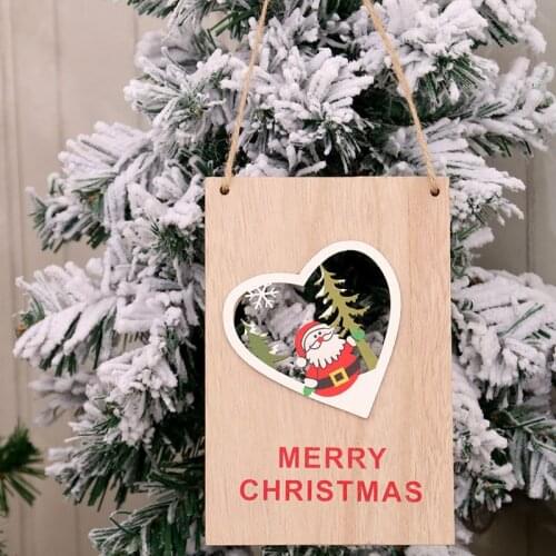 Merry Christmas 2021 Wooden Door Hanging Sign Kids Bedroom Ornament New Year Party Decoration for Home Wooden Pendant