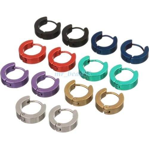 Ear Mens 1Pair Punk Studs Hoop Stainless Earrings Gothic Steel Womens Jewelry