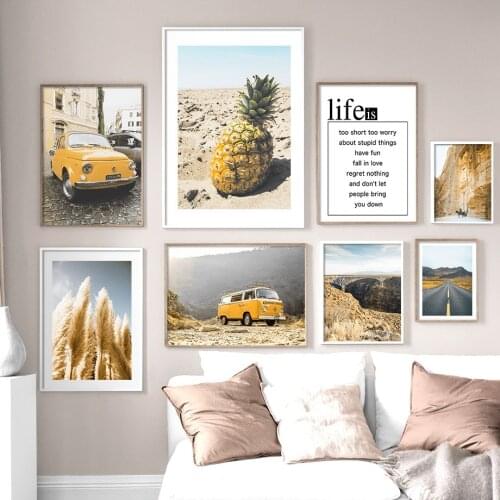 Highway Bridge Car Rice Quotes Wall Art Canvas Painting Landscape Nordic Posters And Prints Wall Pictures For Living Room Decor