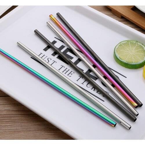 Stainless Steel Drink Straw 6*0.5*215mm Reusable Rainbow Gold Metal Drink Tea Bar Drinking Straws LX4903