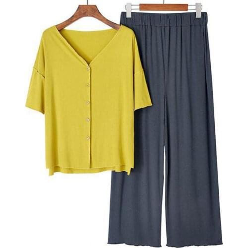 Loose Summer New Nightwear Modal Pajamas Suit Soft Women Loungewear Two Piece Sleepwear Casual Home Clothes PJS Lingerie