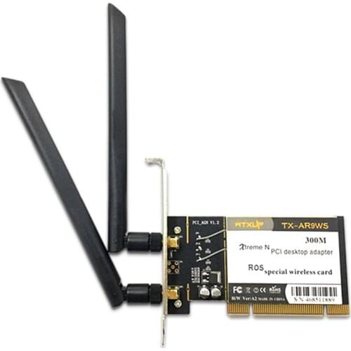 WTXUP Atheros AR9223 PCI 300M 802.11B/G/N Wireless WiFi Network Adapter for Desktop PC,PCI Wireless Card with 2 Antenna