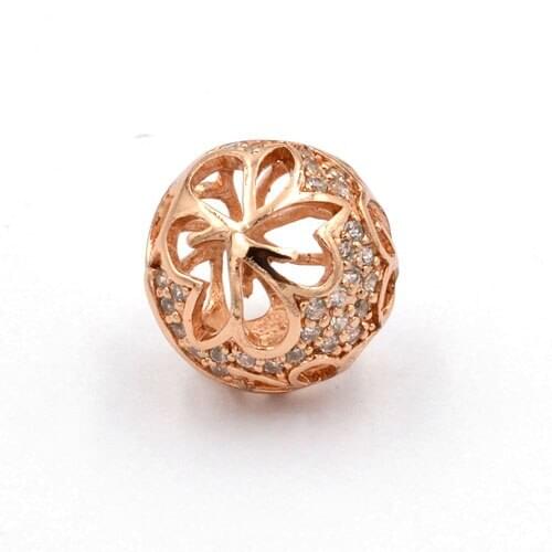 SUNNERLEES Jewelry Women Girls Cubic Zirconia Hollowed-out Lucky Ball Rose Gold Color Pendant Necklace Optional Chain P68 R