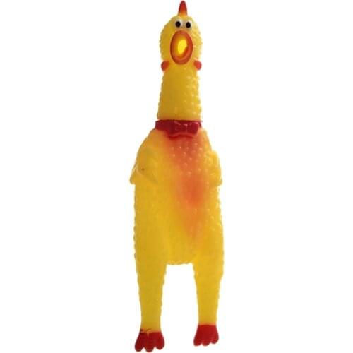 Yellow Red Soft Plastic Squeeze Shrilling Chicken Toy