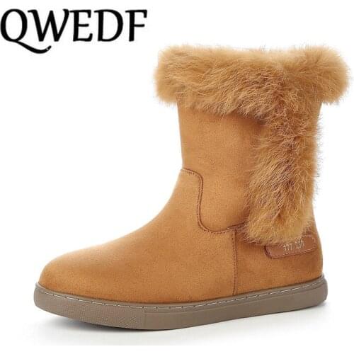 QWEDF 2019 Winter Women Boots New Style Thickened Female Snow Boots Bottom Flat Warm Waterproof Women Snow Boots X11-71