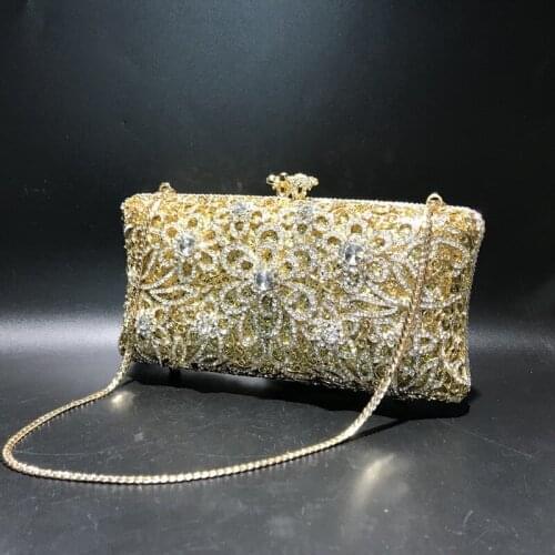 XIYUAN Women Metal crystal diamond Clutches Evening bags Minaudiere Handbags and Purses Lades Wedding Clutch Party Bag purse
