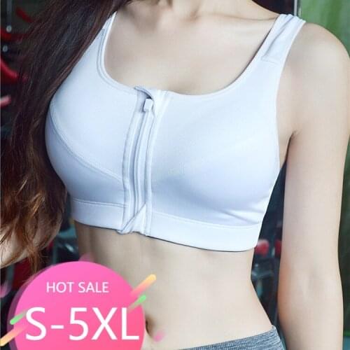 S-XXXXXL Women Underwear Fitness workout Push Up Front Zipper Yoga Crop Top Bra Athletic Vest Plus Size sport bras women