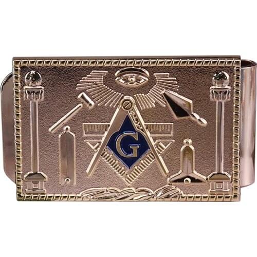 Gold tone Masonic Money Clip Freemasonry Wallet Fasion Secret Society Accessory Mens gift