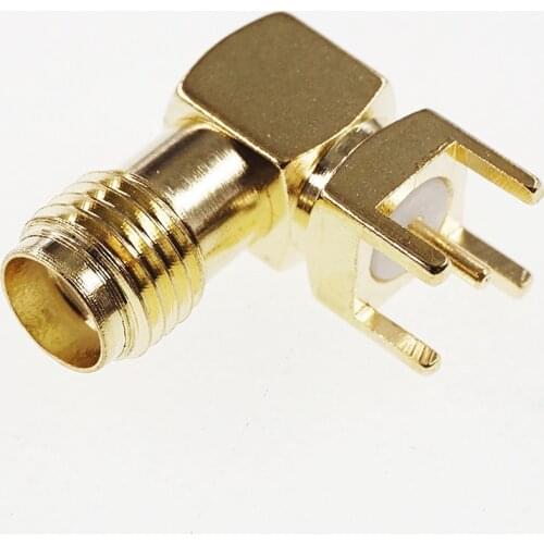 1000pcs SMA Jack Female Socket 50 Ohm Through Hole Right Angle Solder PCB Mount Coaxial Connector RF Receptacle