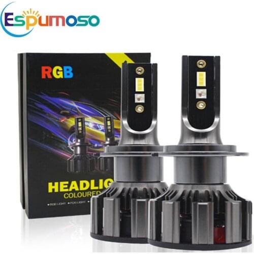 2pcs RGB Led Headlight H1 H7 880 H11 H3 Bluetooth APP Control 100W CSP 16000LM 12V H13 9005 H9 H4 9007 9004 Auto Car Headlamp
