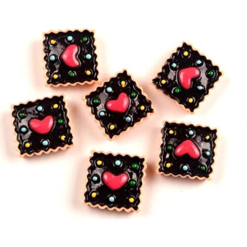 20Pcs Coffee Square Cakes Resin Decoration Crafts Kawaii Bead Flatback Cabochon Scrapbook DIY Accessories Buttons