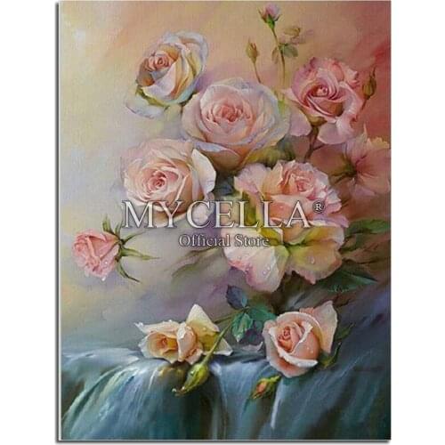5D DIY Diamond Painting Cross Stitch Roses Crystal Rhinestone Diamond Embroidery Full Round Diamond Mosaic Needlework Pictures