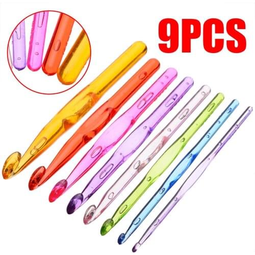 9pcs/Set Multicolor Crochet Hooks Sewing Tools Knitting Needles Weave Craft Tool for DIY Sweater Scarf 3-12mm