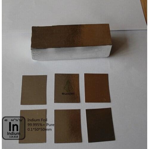 Indium Foil 0.1*50*50mm 99.995% Pure Indium Foil Metal Sheet