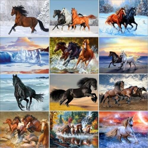 MUXUN Diamond Painting Horse Square/Round Diamond Embroidered Animal Figure 5d Diy Cross Stitch Mosaic Kit Home Decoration Gift