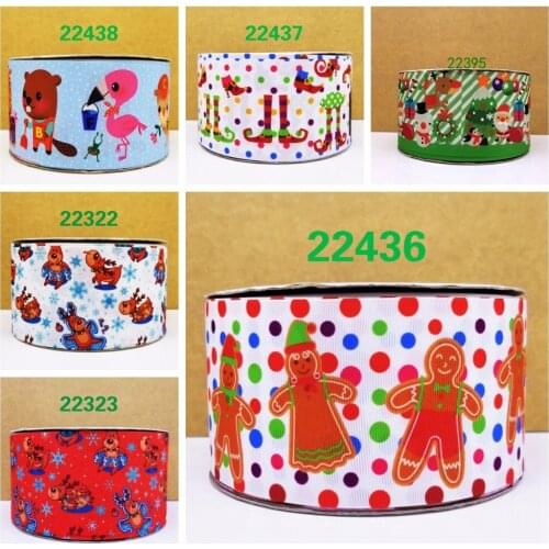 Free shipping 50 yard Christmas printed grosgrain ribbon 22438