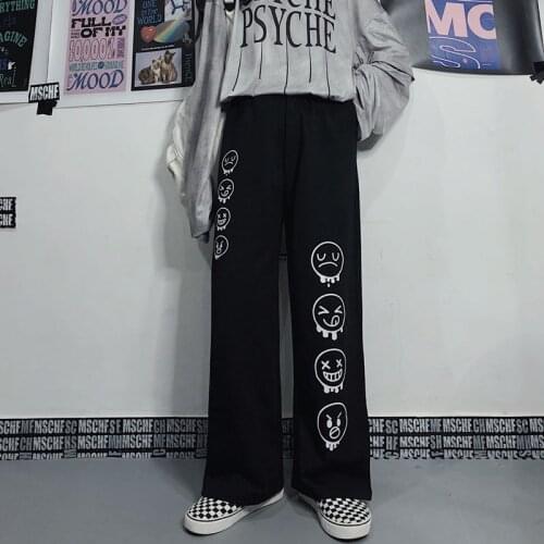 Summer New Korean Style Wide Leg Pants Fashion Trousers Women Casual Oversize High Waist Harajuku Print Straight Leg Pants Y2k