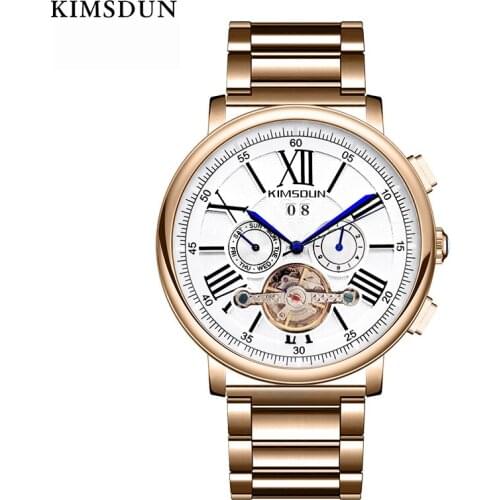 Casual Business Mens Belt Steel Belt Automatic Hollow Tourbillon Pointer Fashion Trend Luxury Mechanical Watch WA90