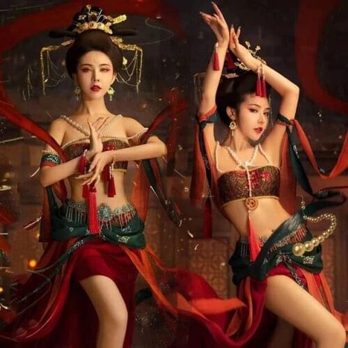 Gypsy Ethnic Belly Dance Belt Waist Chains Sexy Femme Gold Silver-color Flower blue Crystal Coin Tassel Body Chain Indian Jewel